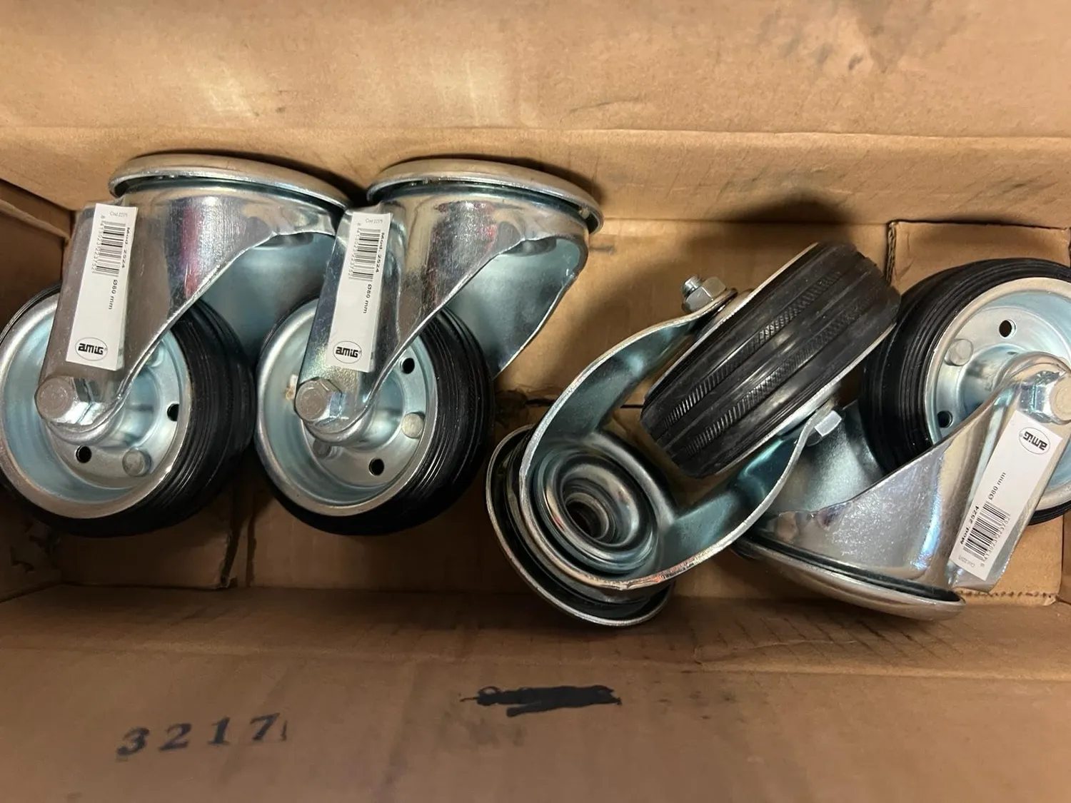 Amig Set 4 Ruote Girevoli Ø80 mm Foro 12,5 mm