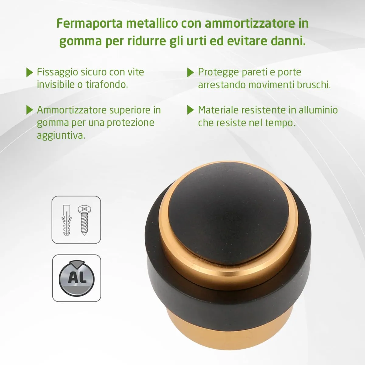 Amig fermaporta pavimento alluminio dorato Ø30x36 mm