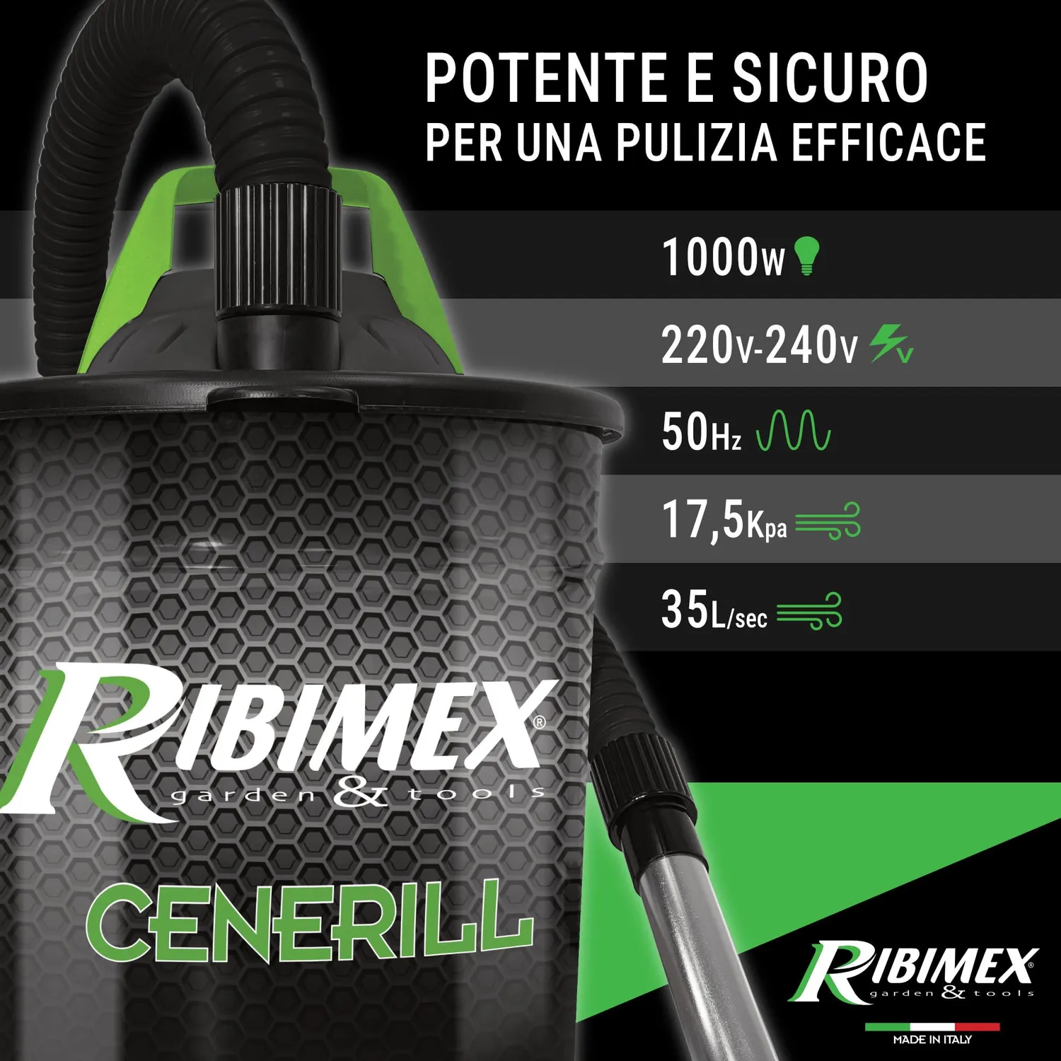 Ribimex Cenerill 18 L aspiracenere 1000 W