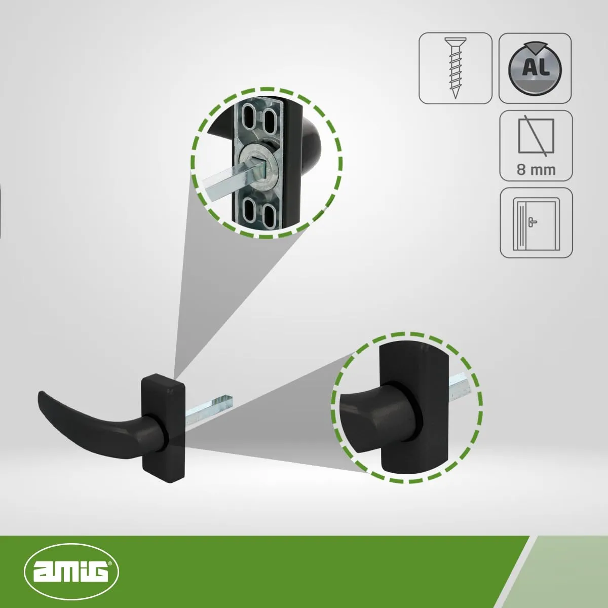 Amig Delta Maniglia Rosetta Alluminio Nera 121x72 mm