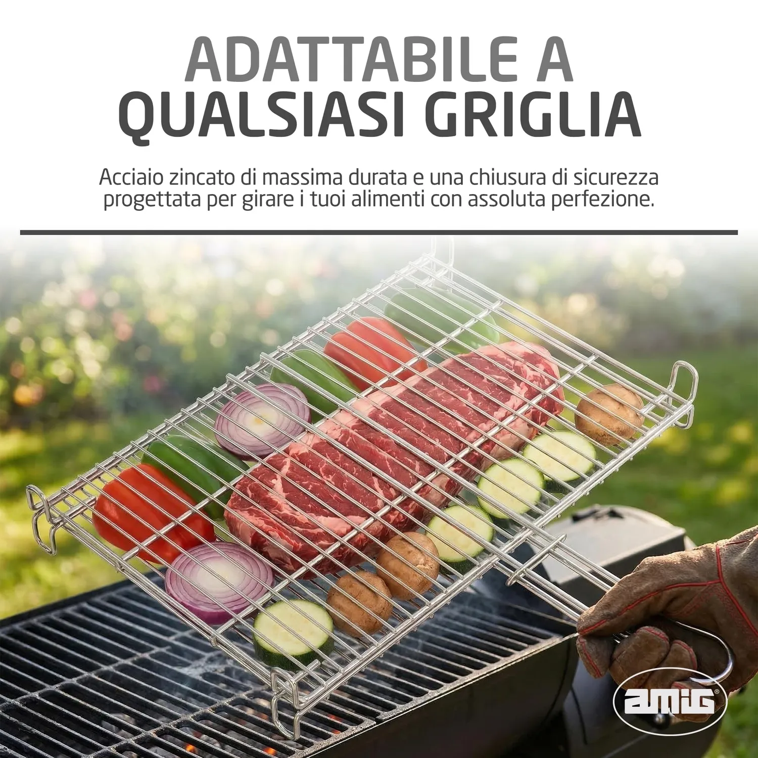 Amig AM26 griglia barbecue 65x40 cm acciaio