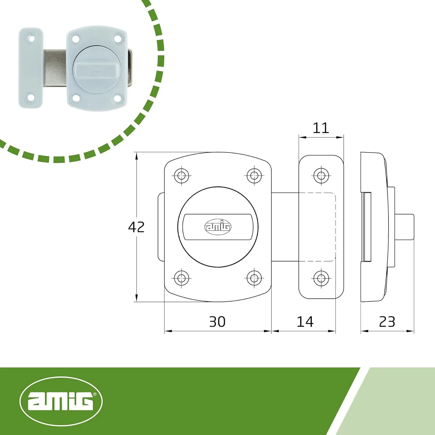 Amig 388 chiavistello porta legno bianco 30x42 mm