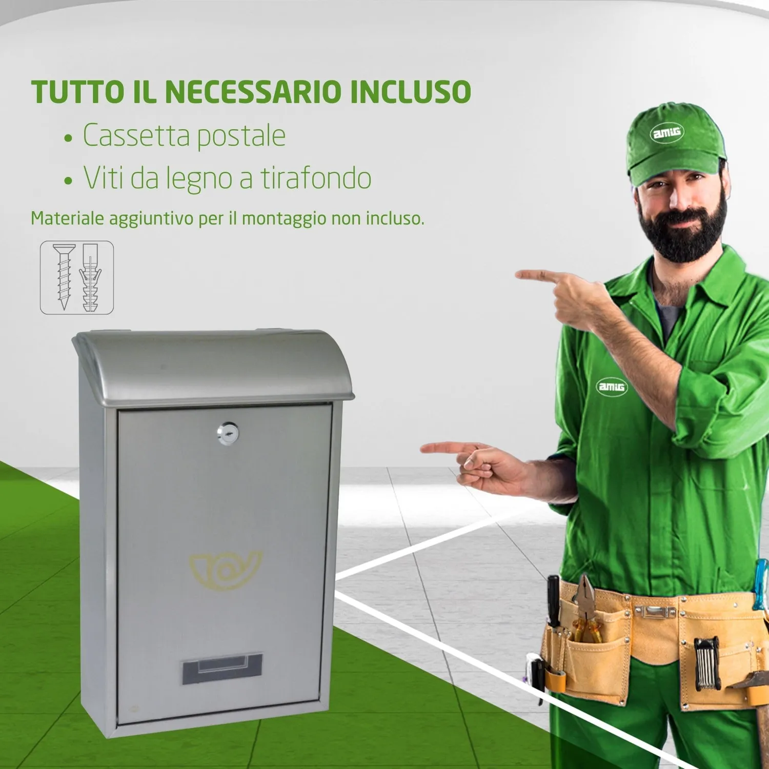 Amig Mod. 2 cassetta postale esterno 400 mm inox
