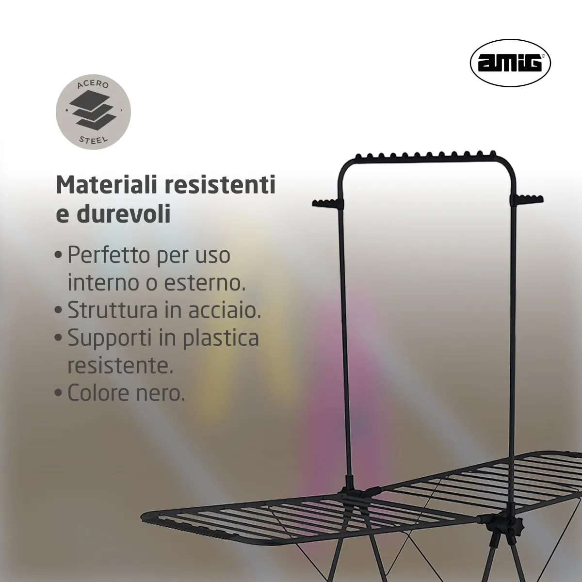Amig Aeria TowerPro Stendibiancheria Nero 29 m Pieghevole