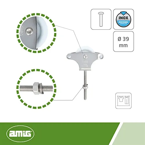 Amig Mod.212 puleggia stendibiancheria 39 mm acciaio inox
