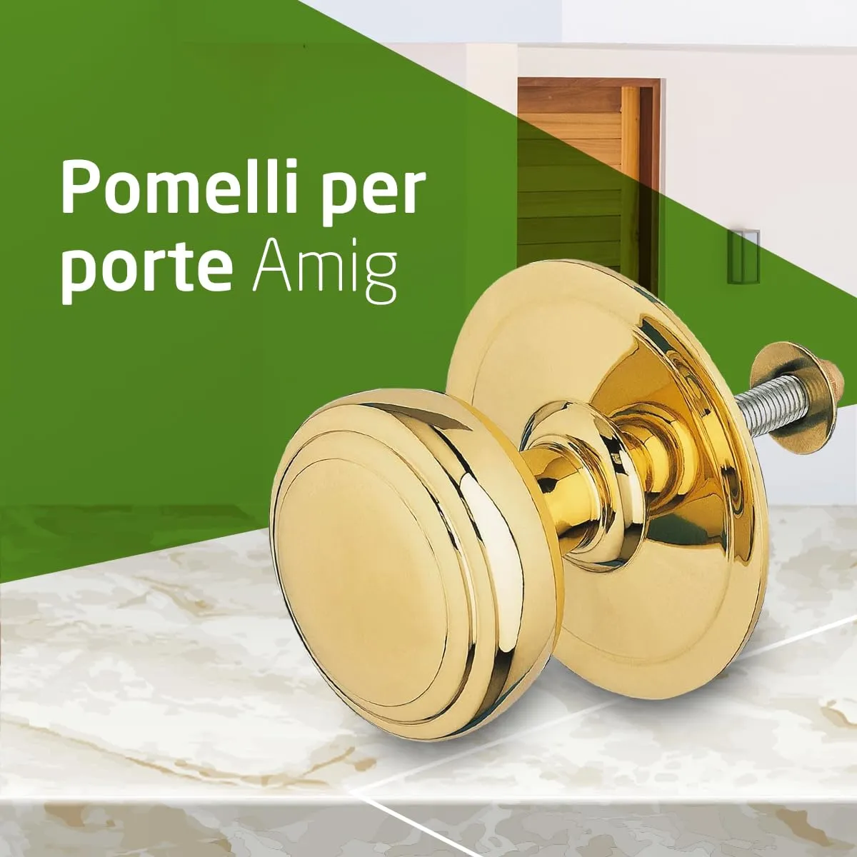 Amig Mod 12 pomello porta ottone lucido D70 mm