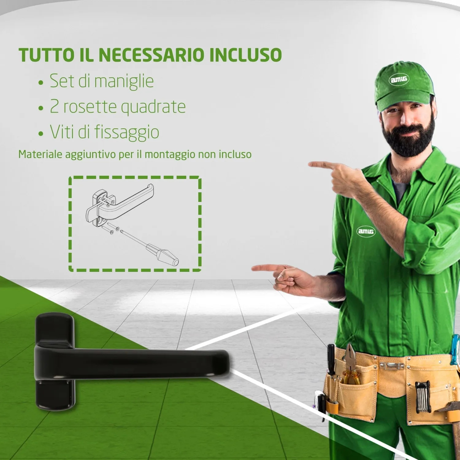 Amig Epsilon Set 2 Maniglie Porte Nere 132 mm