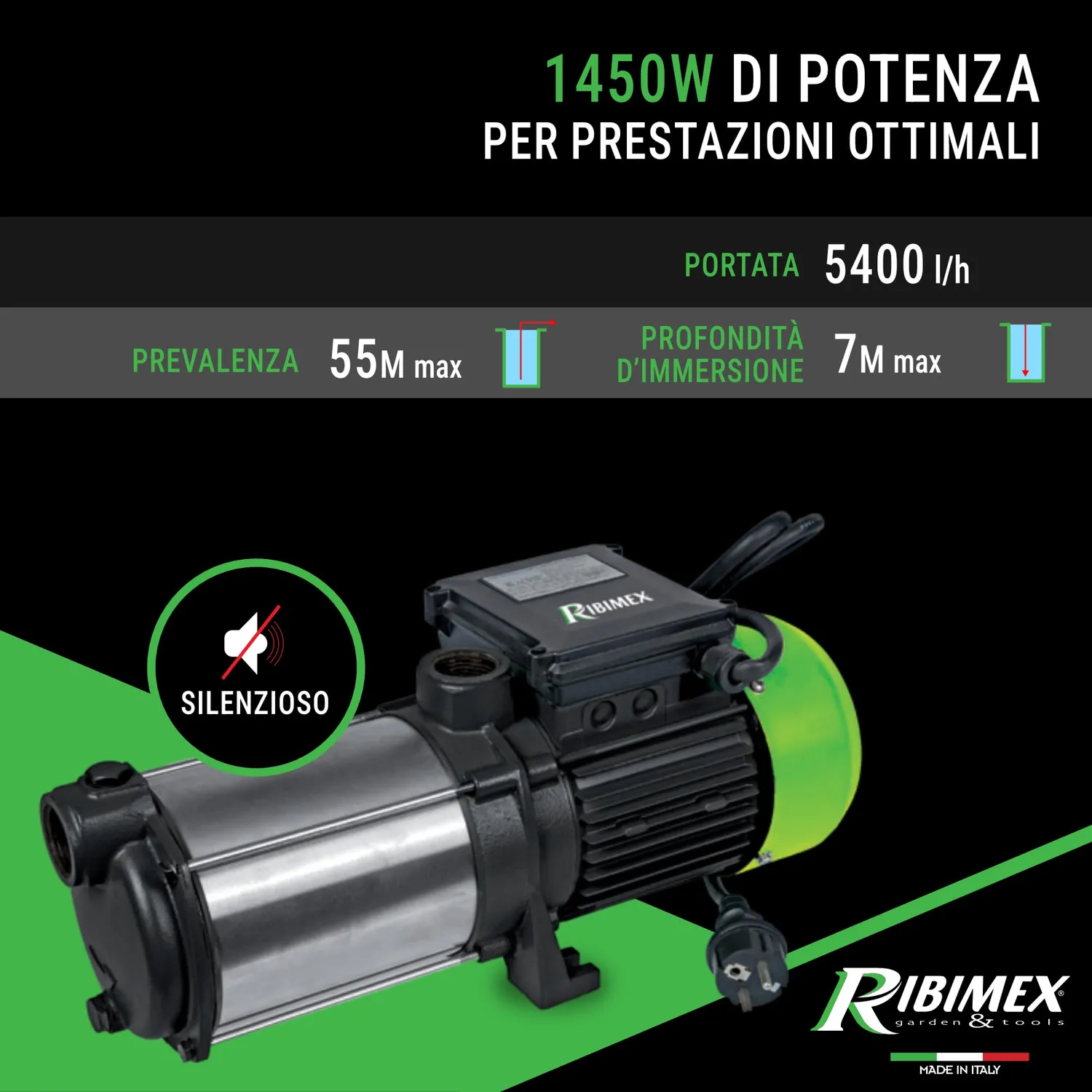 Ribimex Multicellulare Pompa di Superficie 1450 W 55 m