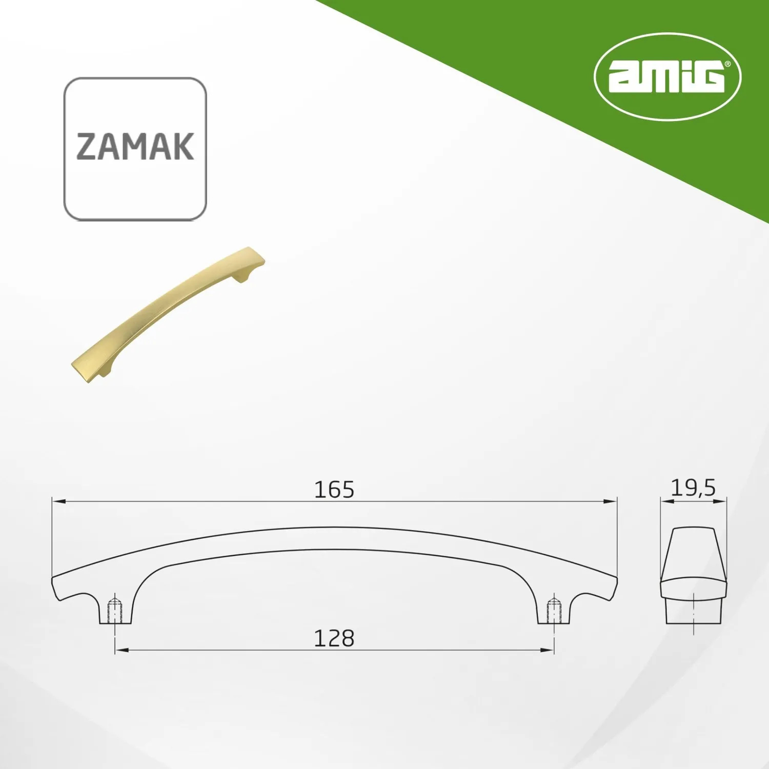 Amig Mod. 832 maniglie mobili 128 mm oro spazzolato 10 pezzi