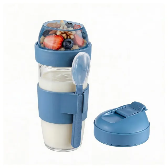Amig Mod.1 bicchiere yogurt vetro 480 ml con vaschetta cereali