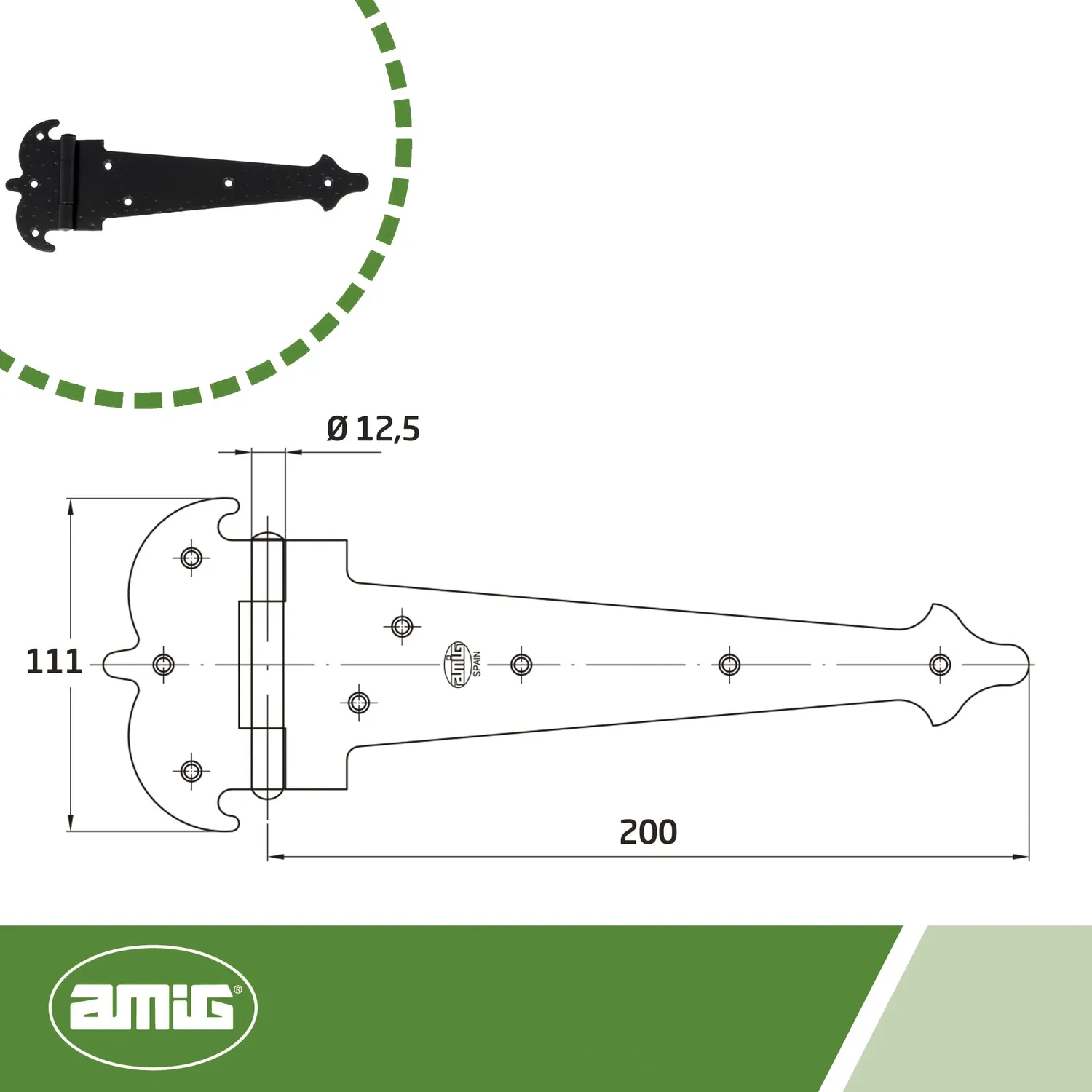 Amig 554 cerniera nera 200x2 mm per porte