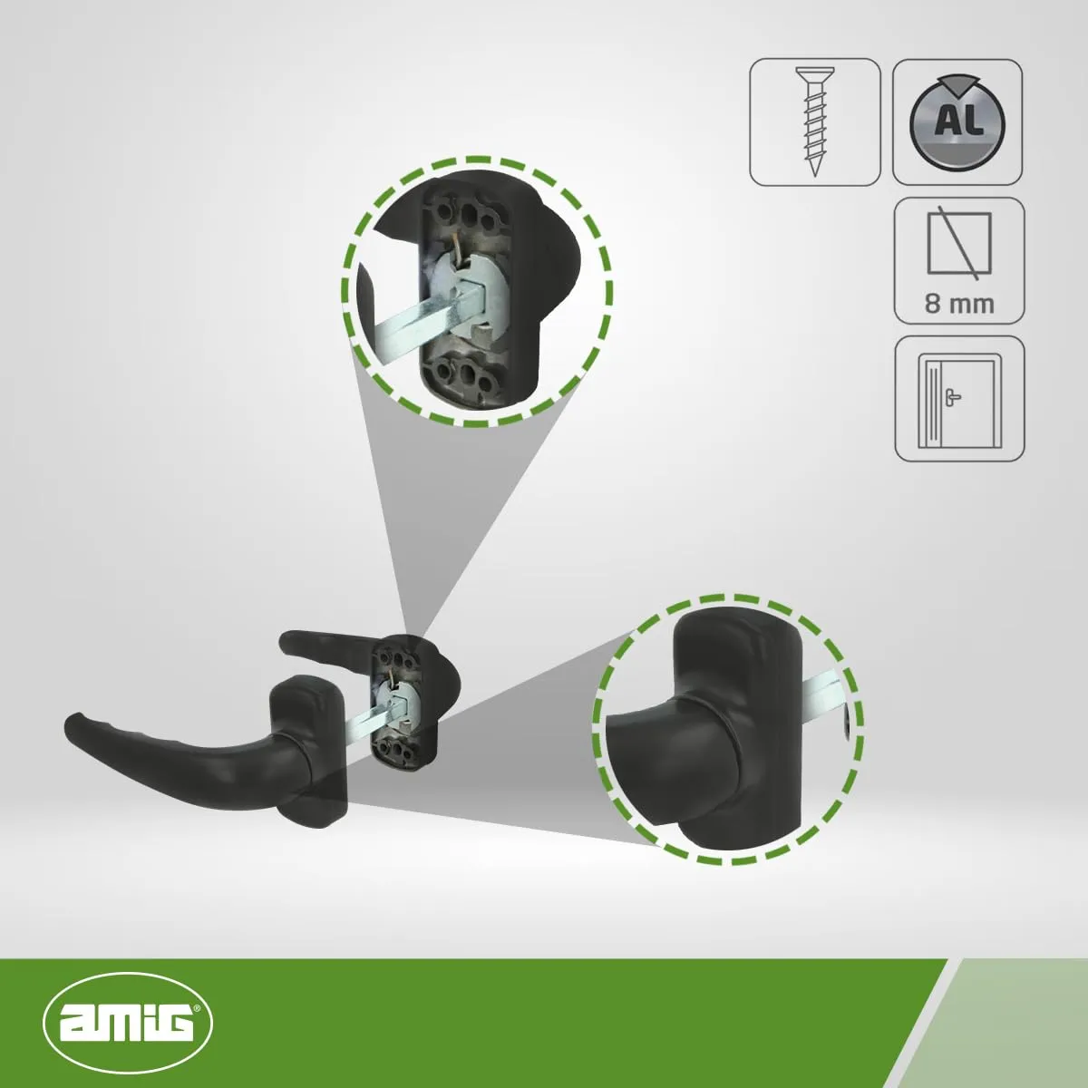 Amig Sendoa maniglia porta nera 125x66 mm alluminio