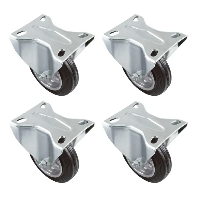 Amig set 4 ruote fisse 100 mm gomma nera 100 kg