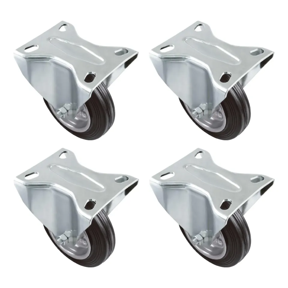 Amig set 4 ruote fisse 100 mm gomma nera 100 kg