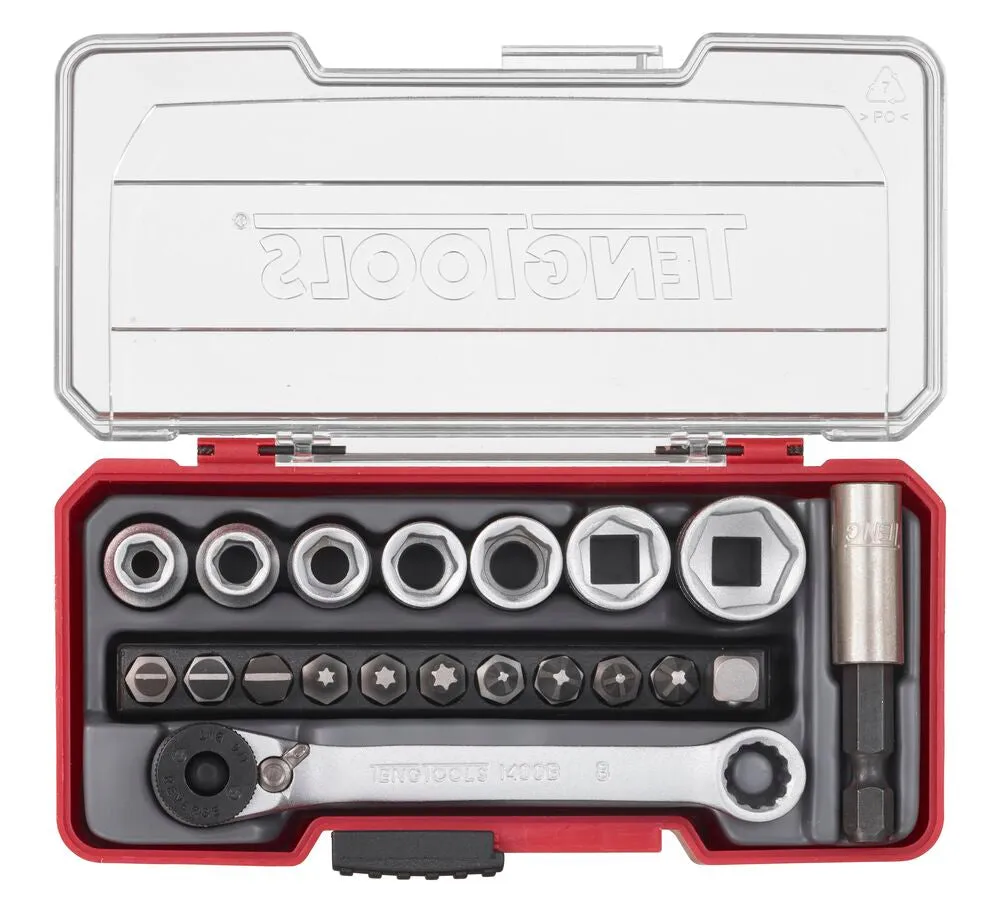 TengTools Set Bussole 1/4" 20 Pezzi Esagonali con Clip
