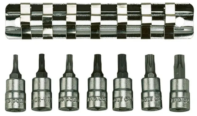 TengTools Set Bussole Torx 1/4" 7 Pezzi su Clip Rail