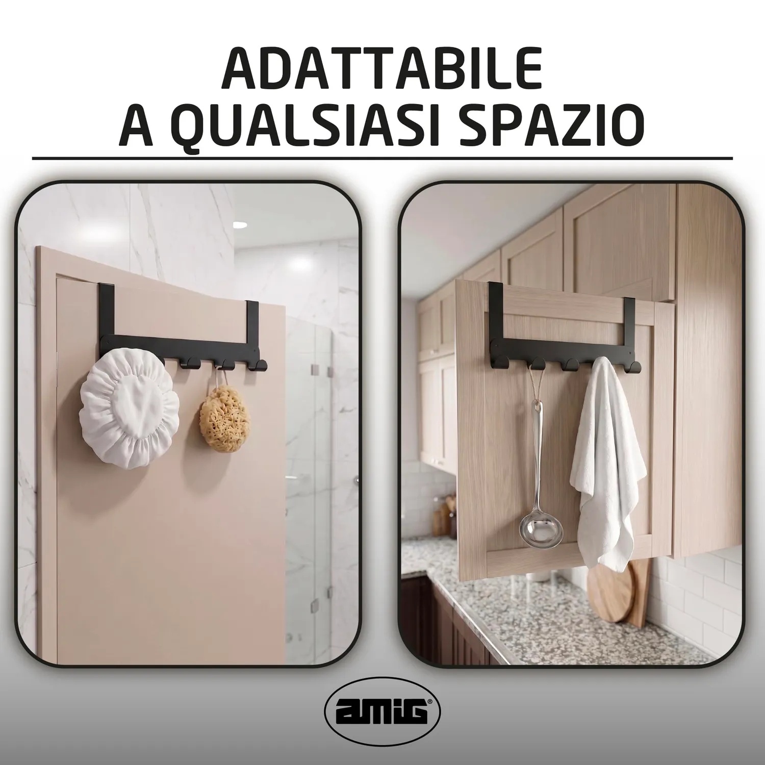 Amig CP42 Appendino Porta Nero Opaco Acciaio 435 mm