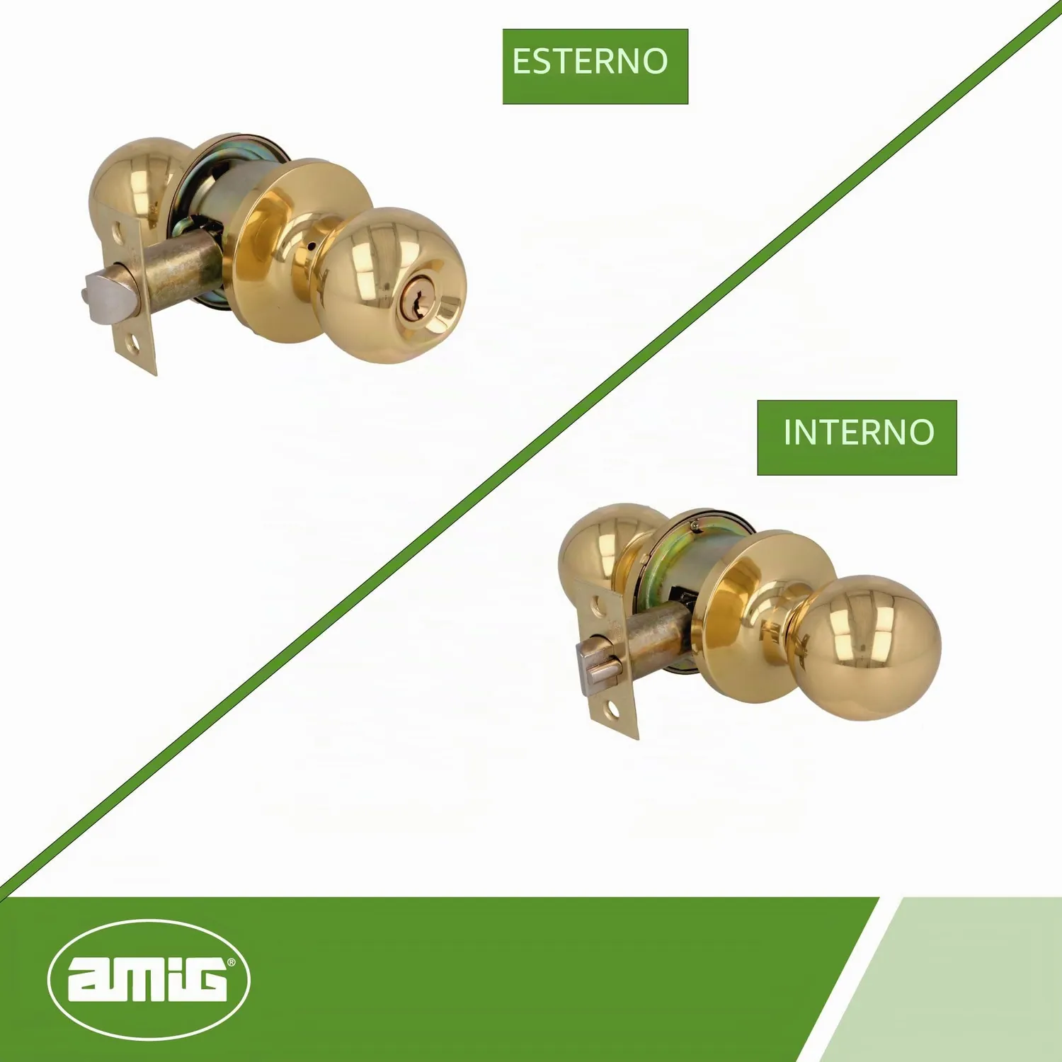 Amig pomolo sfera con chiave ottone dorato lucido 60/70 mm