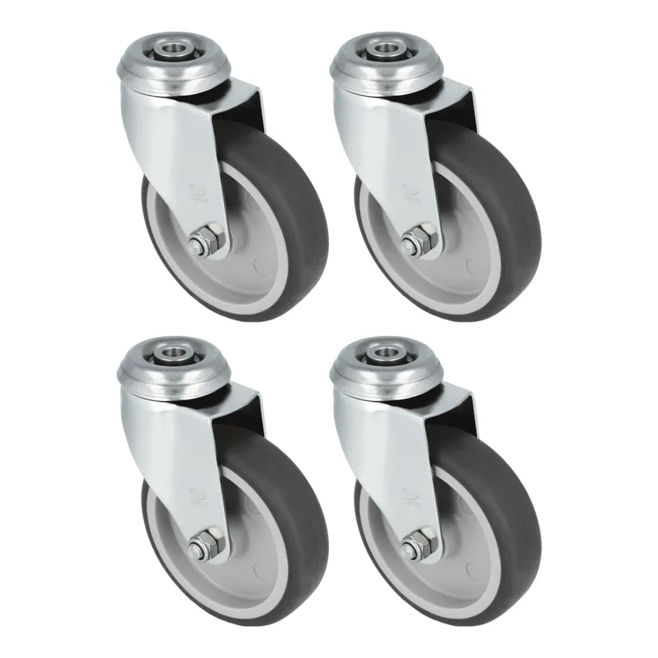 Amig Ruote Ø100 mm Set 4 Inox Gomma Nera 90 Kg