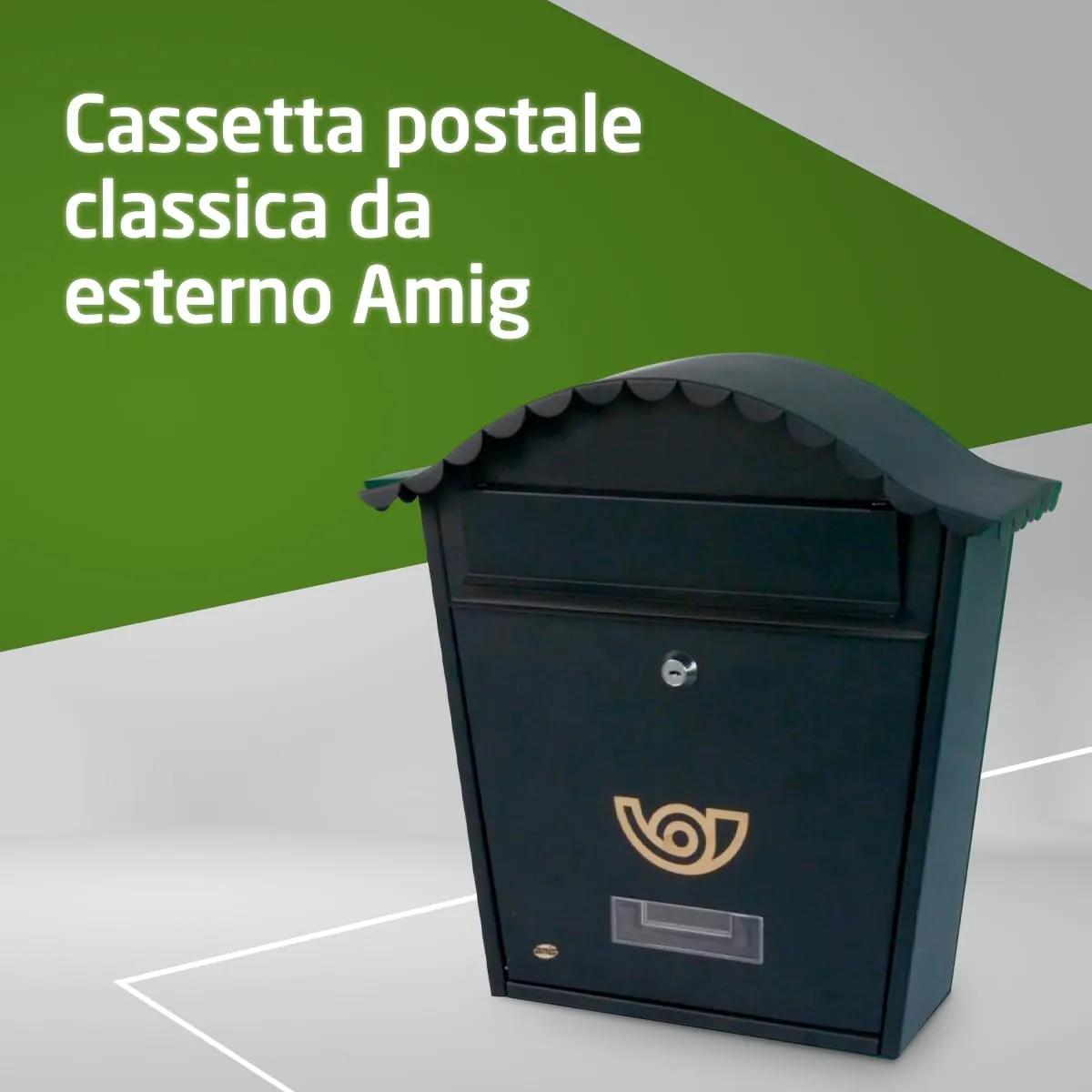 Amig Cassetta Postale Esterna Nera Acciaio 37x32 A4