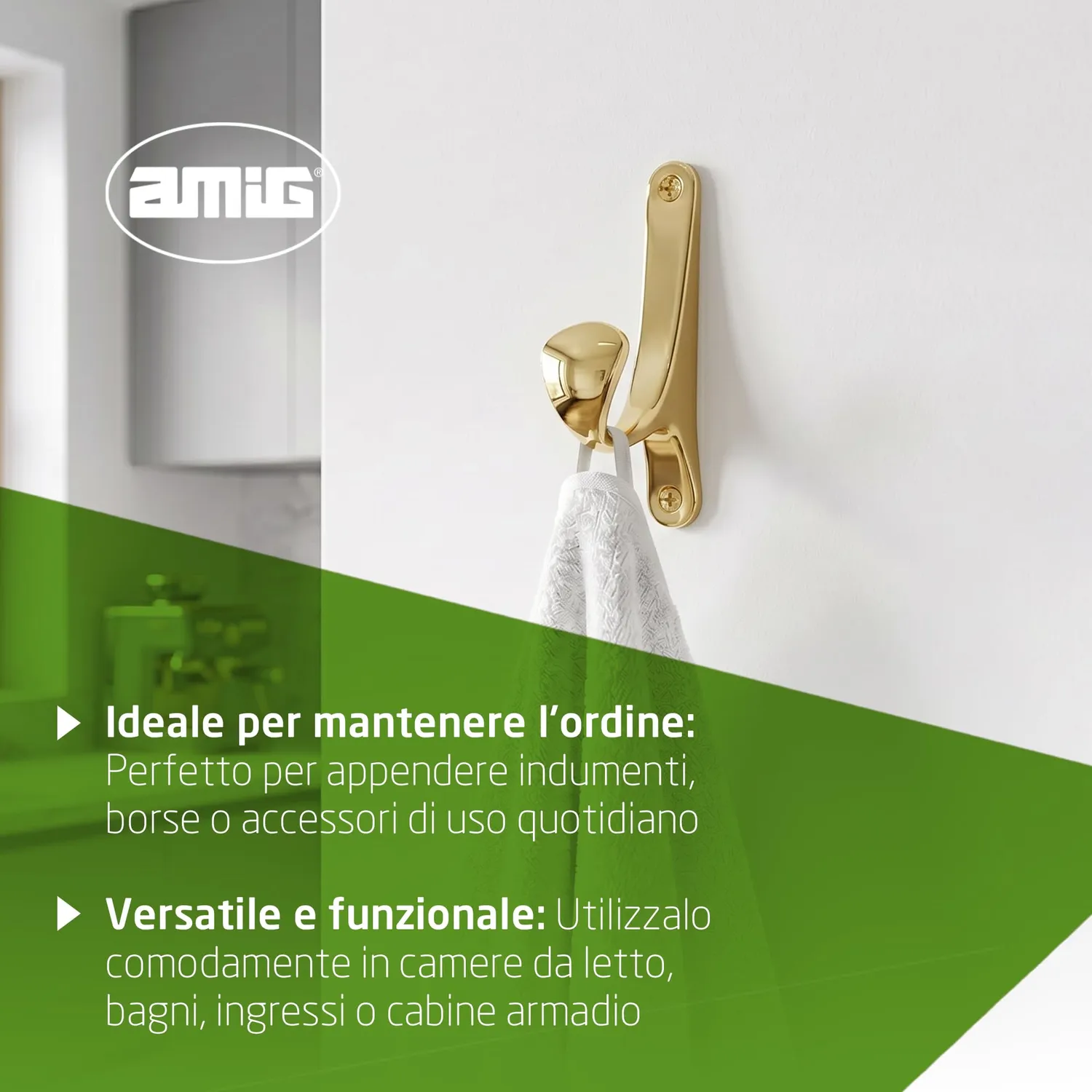 Amig CS34 appendiabiti da parete oro in zamak
