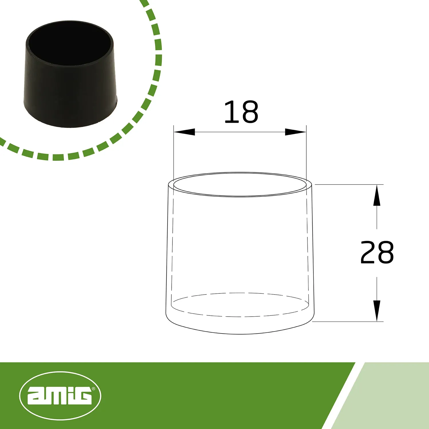 Amig 655 puntale esterno rotondo 18 mm nero