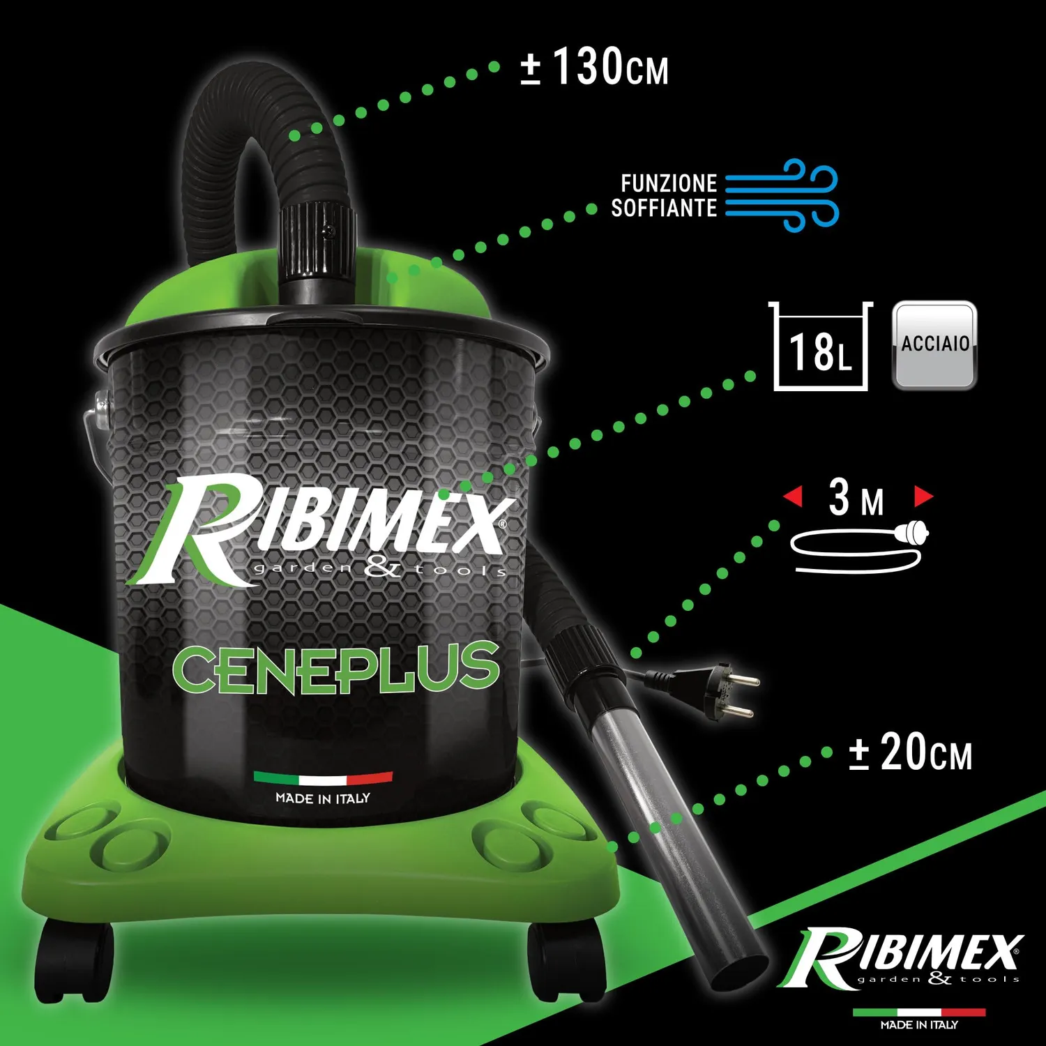 Ribimex Ceneplus Aspiracenere 950W 18L con Soffiante