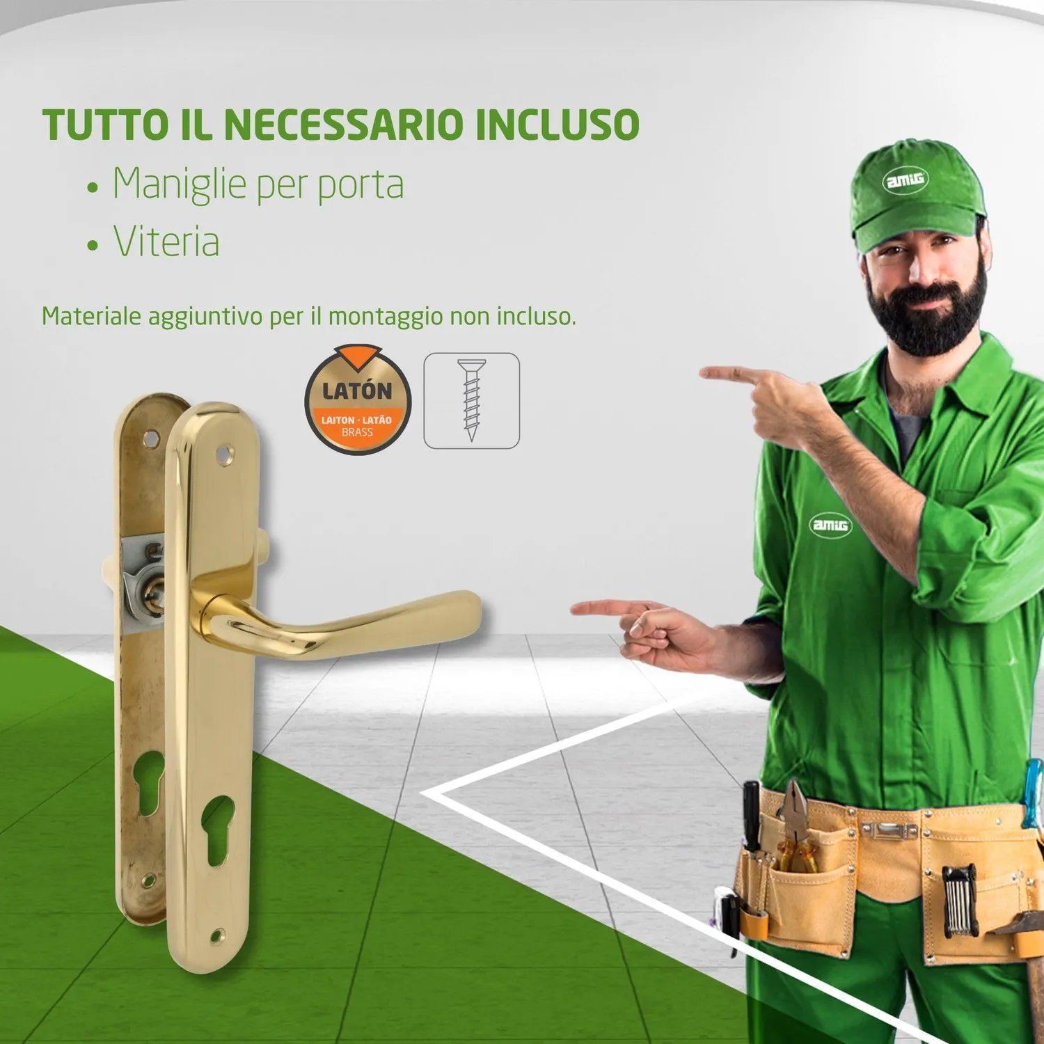 Amig 252 maniglie ottone lucido 250 mm
