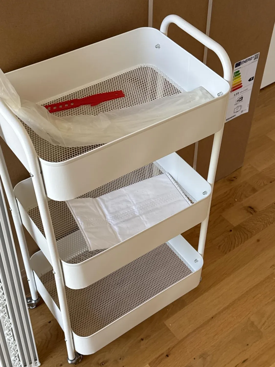 Amig Linn carrello cucina 3 ripiani bianco 40,5x28x76 cm
