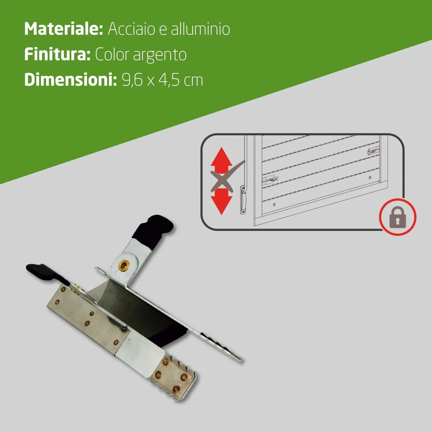 Amig Blocco Persiane Antifurto Alluminio 2 Pezzi 9,6 cm