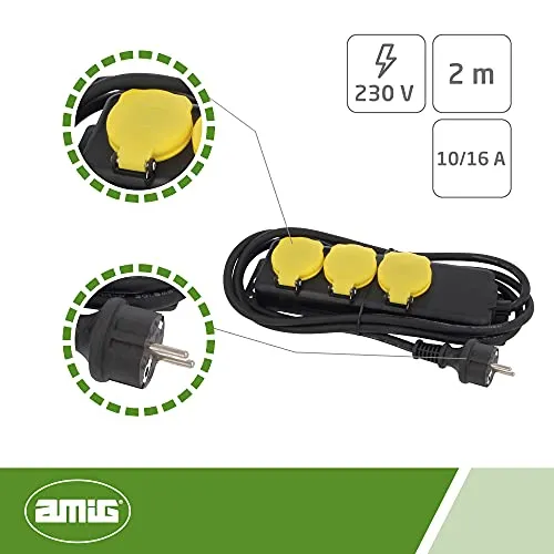 Amig 3305 ciabatta 3 prese IP44 cavo 2 m