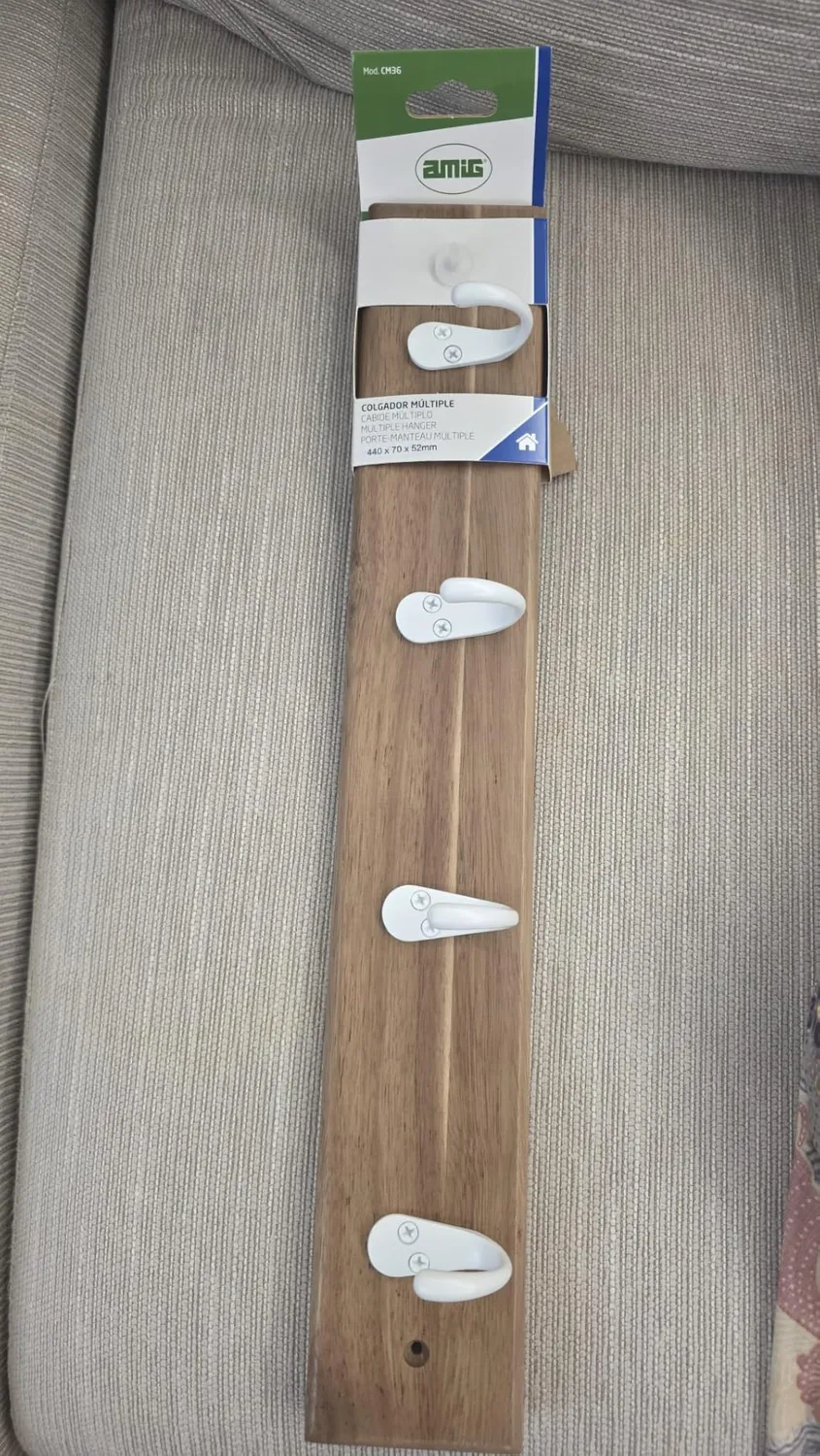 Amig CM36 appendiabiti muro 440 mm acacia nero legno
