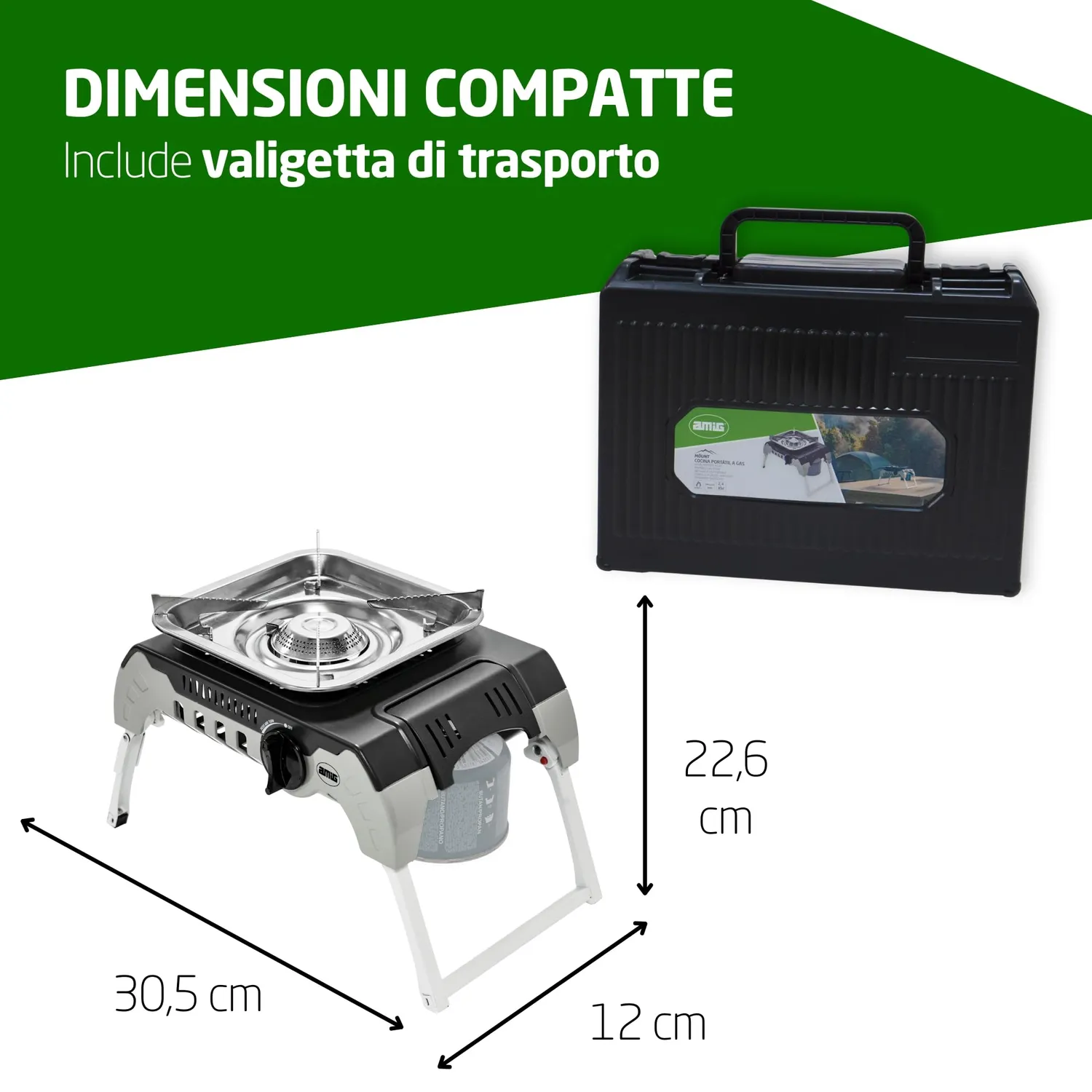 Amig Camping Gas Mount fornello gas portatile 2,4 kW