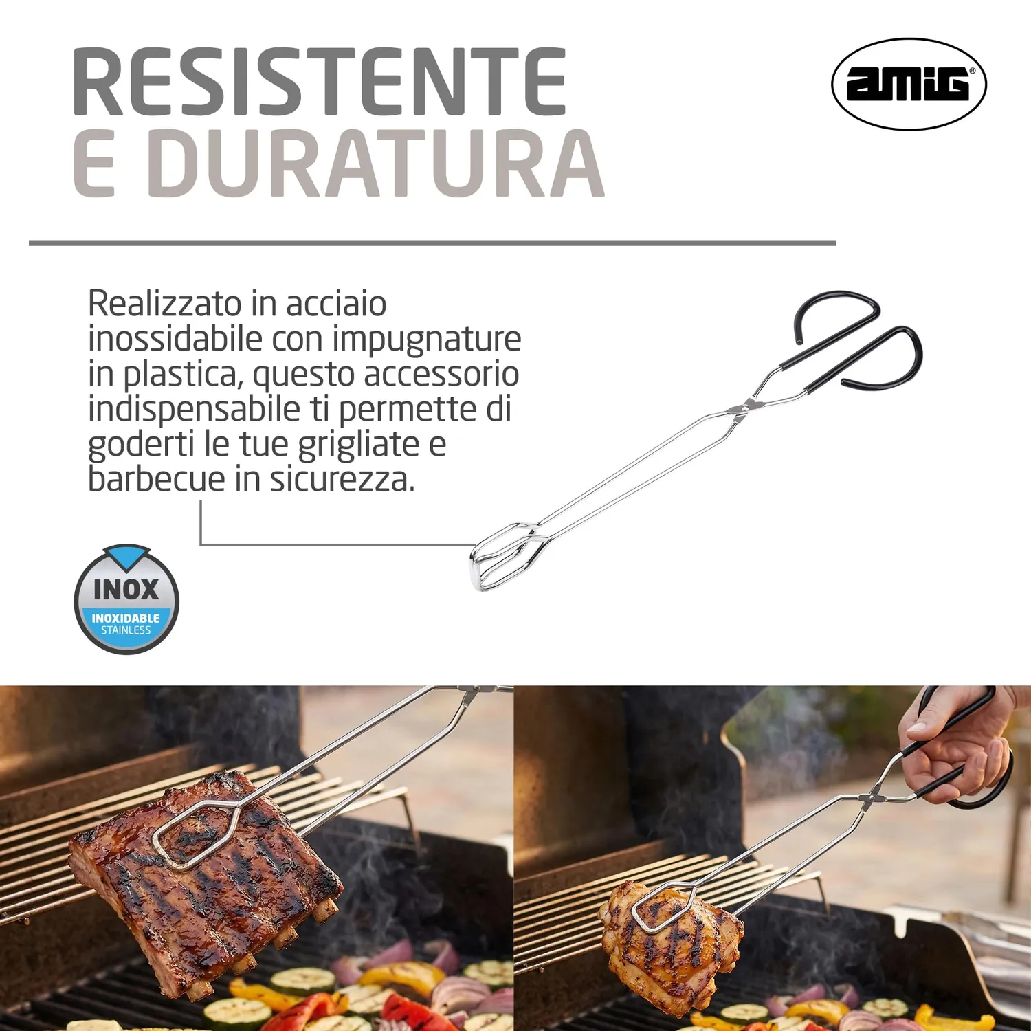 Amig AM33 pinze barbecue 34,5 cm acciaio inox