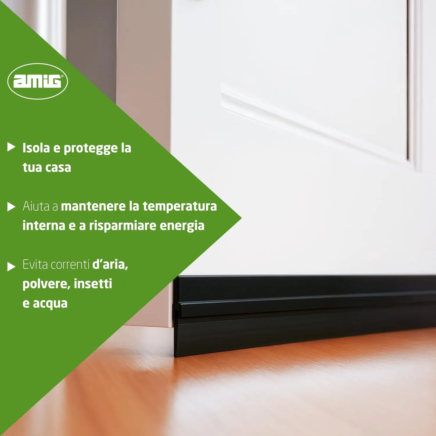 Amig guarnizione sottoporta spazzola 1 m nera adesiva