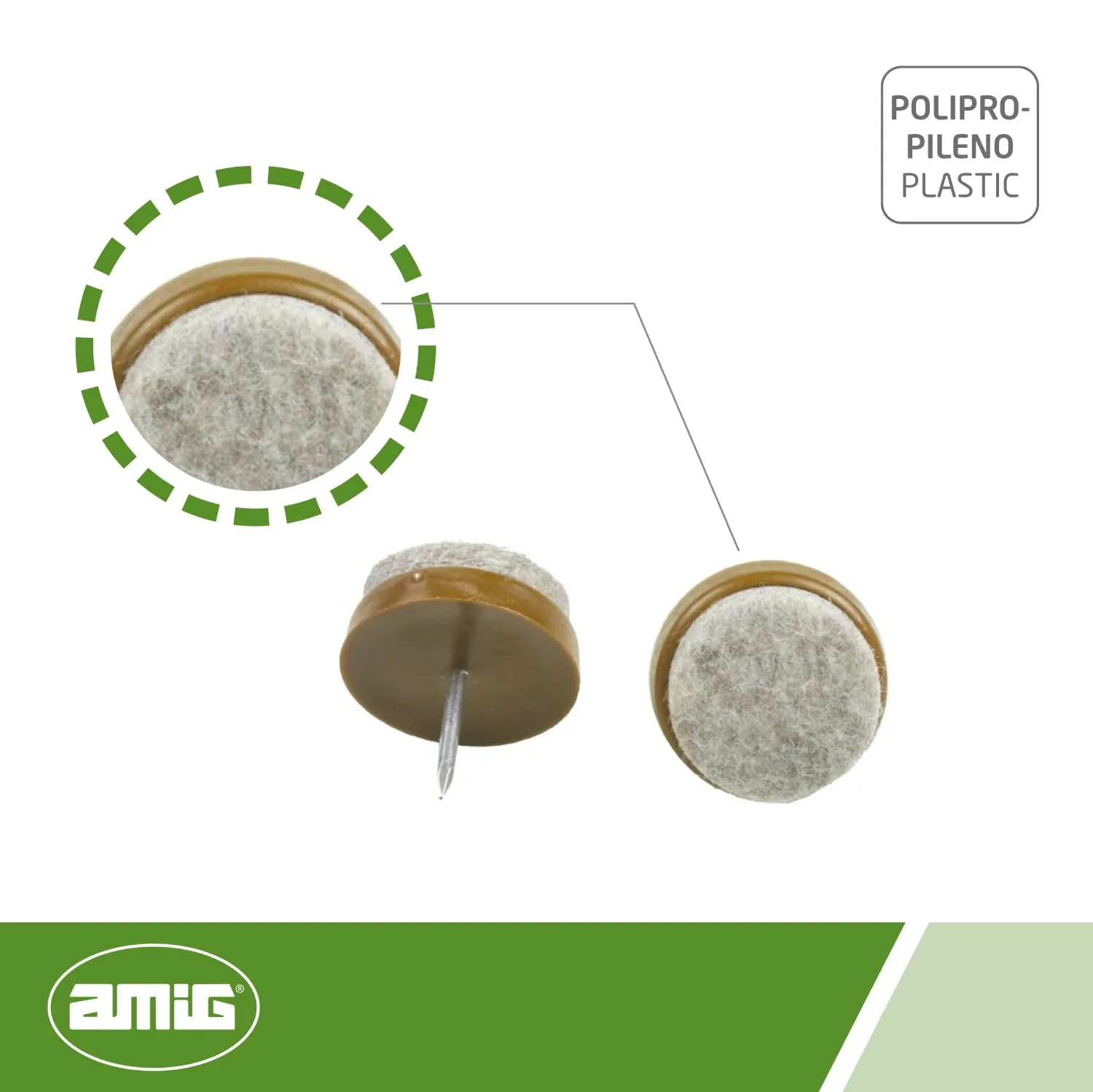 Amig 65 feltro con chiodo 29 mm per parquet marrone