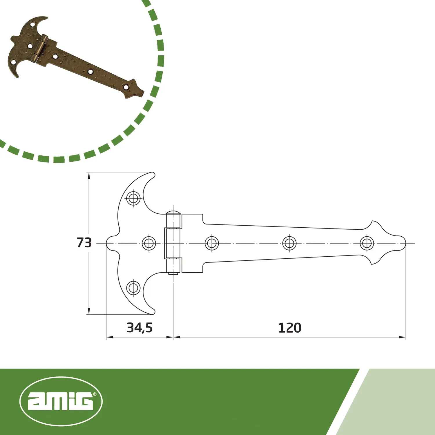 Amig 551 cerniera a due pale acciaio 120x73 mm pelle