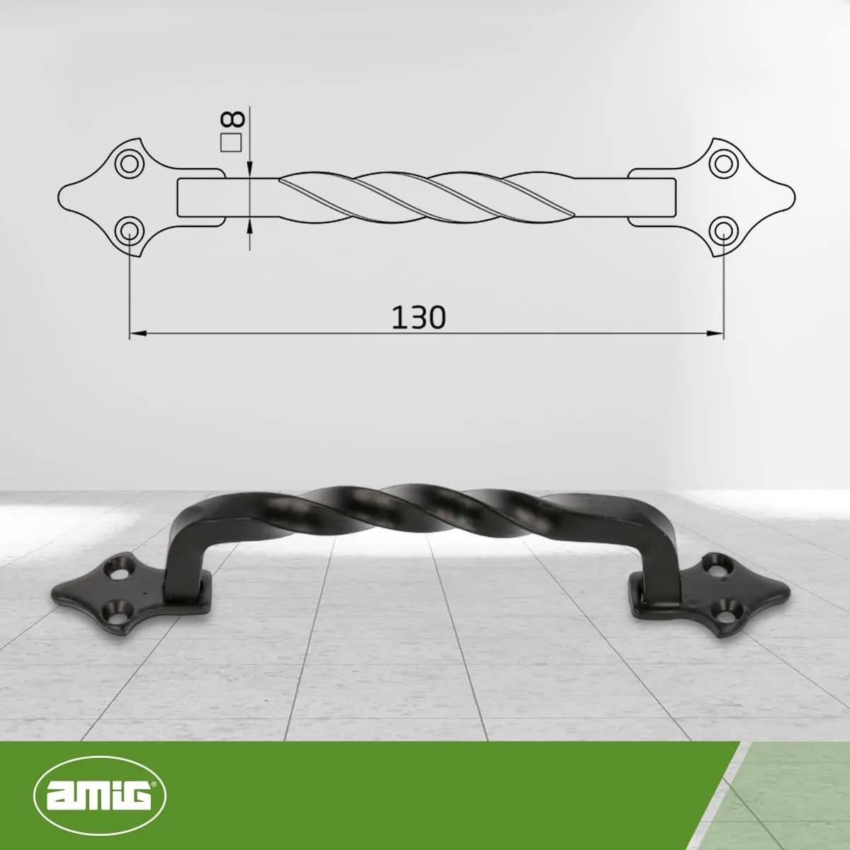 Amig 1002 Maniglia Mobili 130 mm Nera Acciaio