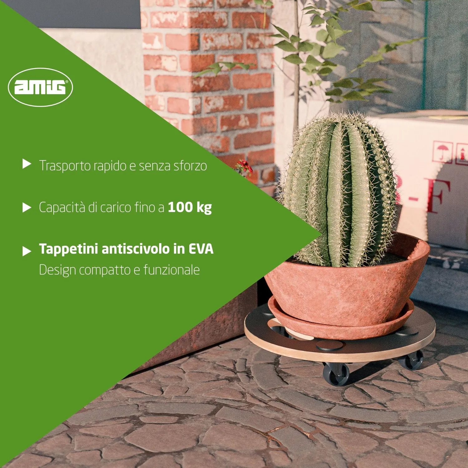 Amig piattaforma carico rotante Ø30 cm nera 100 kg compensato