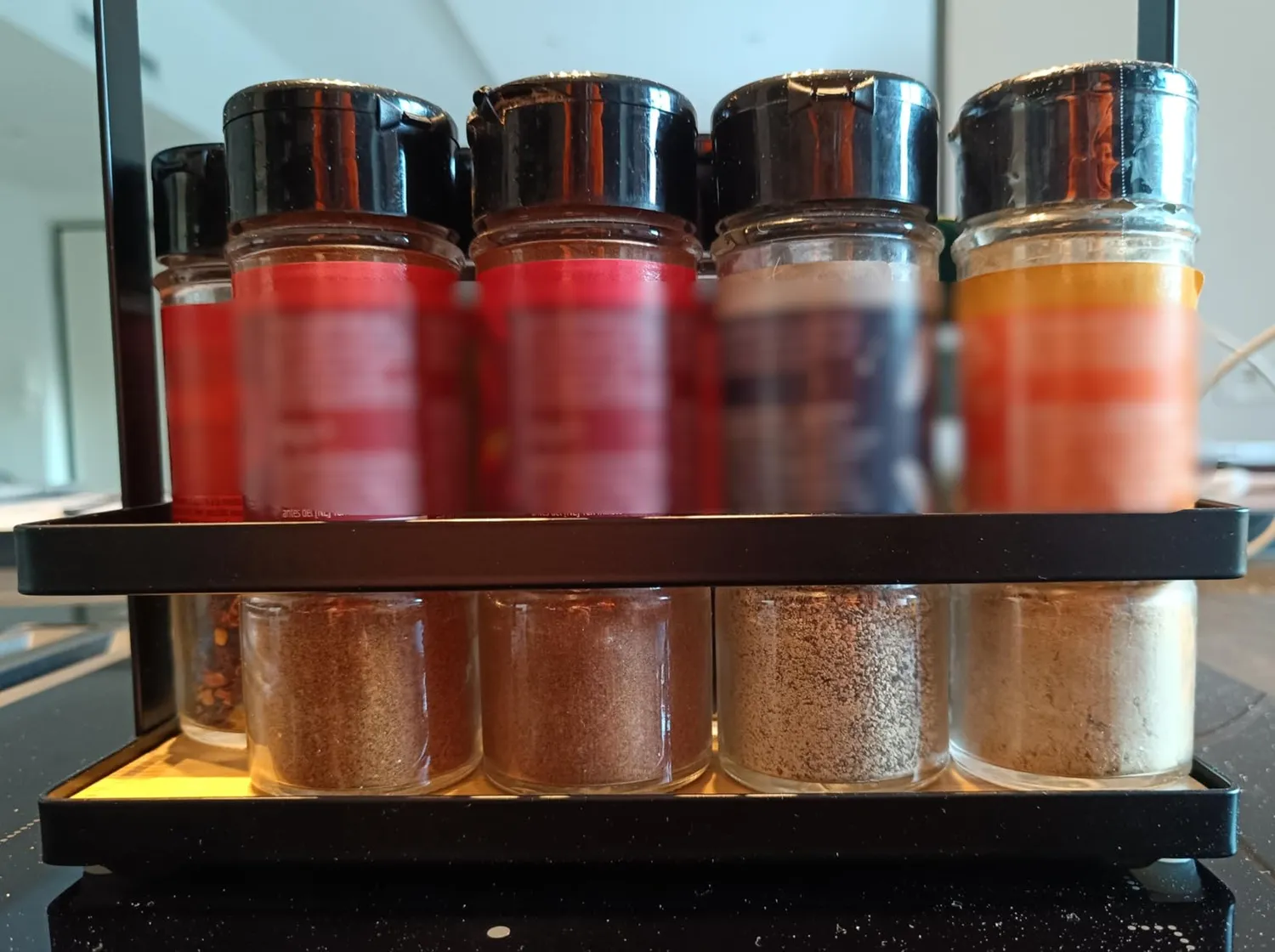 Amig portaspezie scaffale cucina acciaio nero e bambù