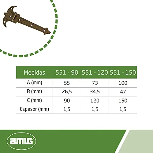 Amig 551 cerniera a due pale acciaio 120x73 mm pelle