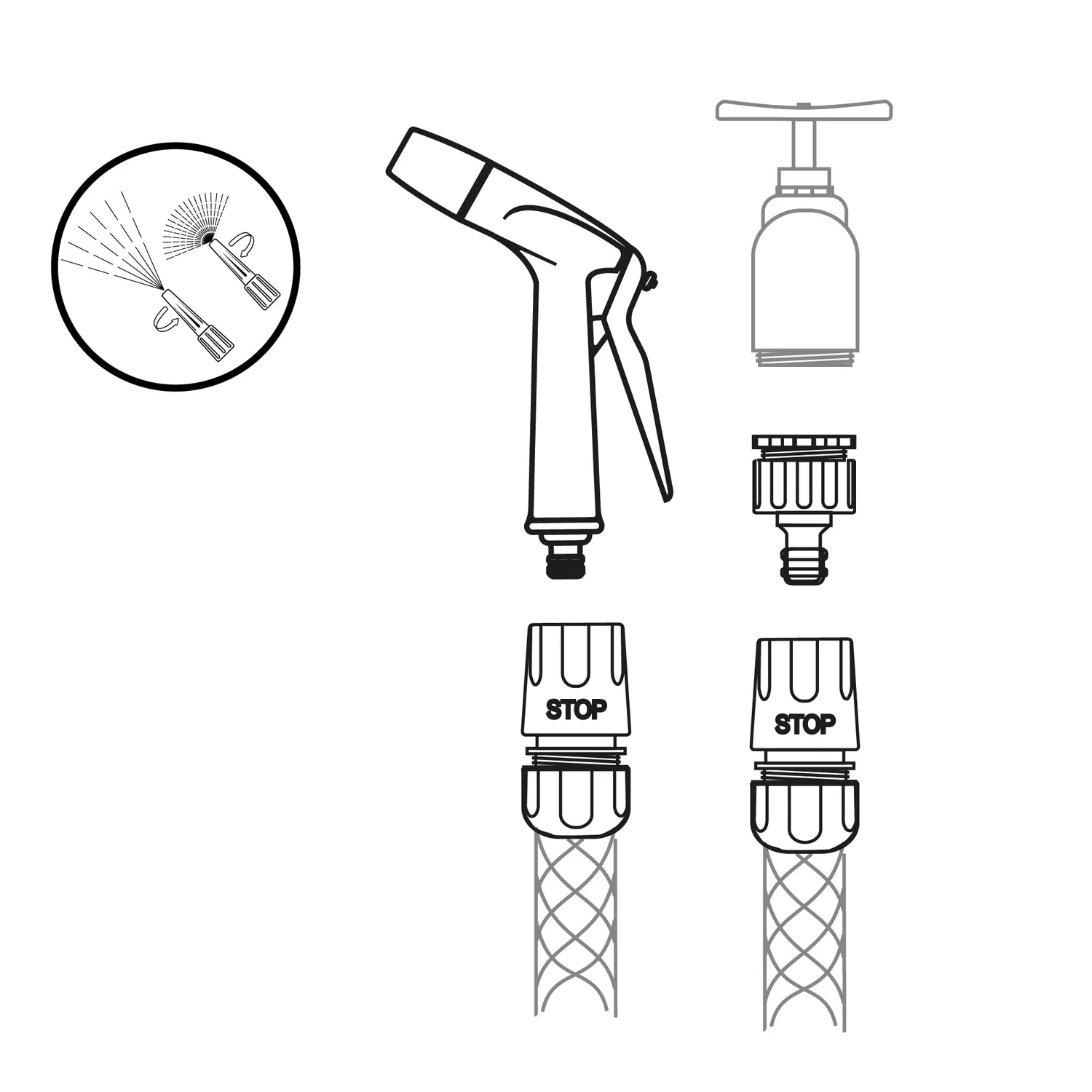 Amig kit irrigazione 4pz pistola 170 mm flusso regolabile