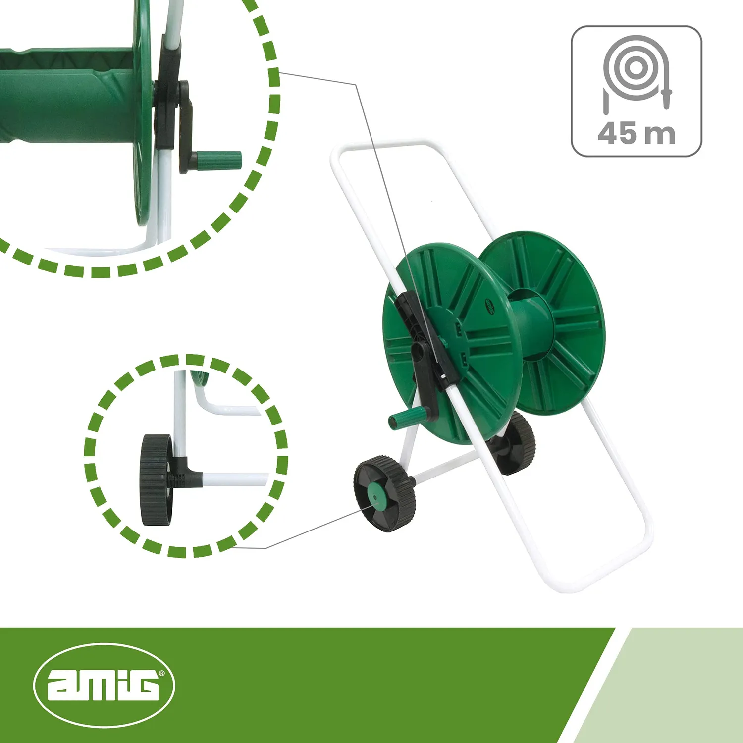 Amig carrello avvolgitubo 45 m verde 75 cm