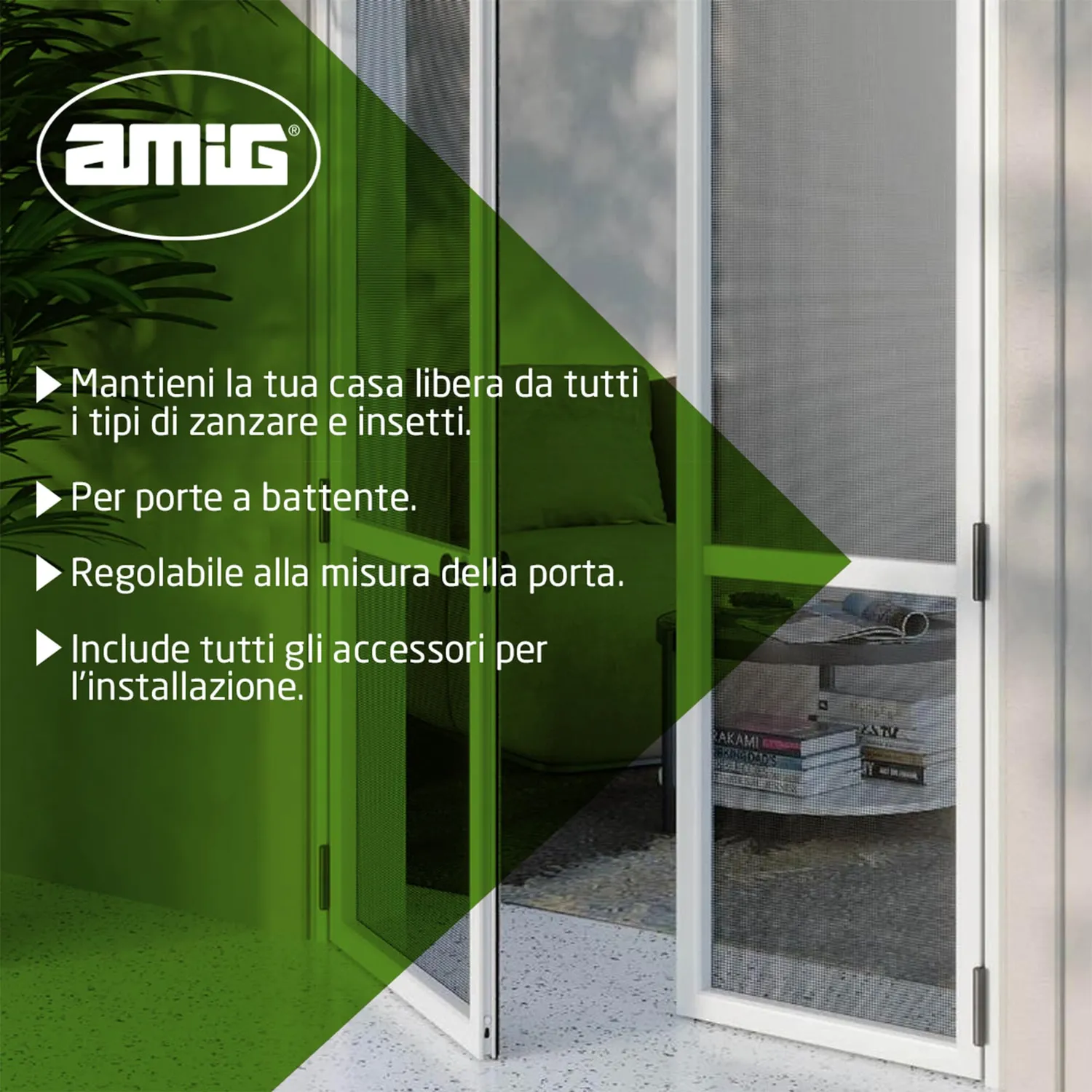 Amig MP01 zanzariera porta battente 100x220 mm bianco