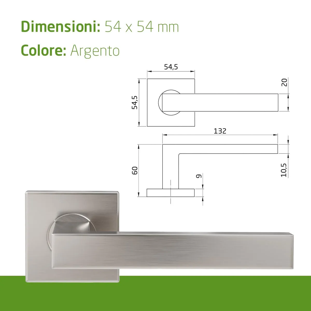 Amig maniglie porte rosetta quadrata nere inox