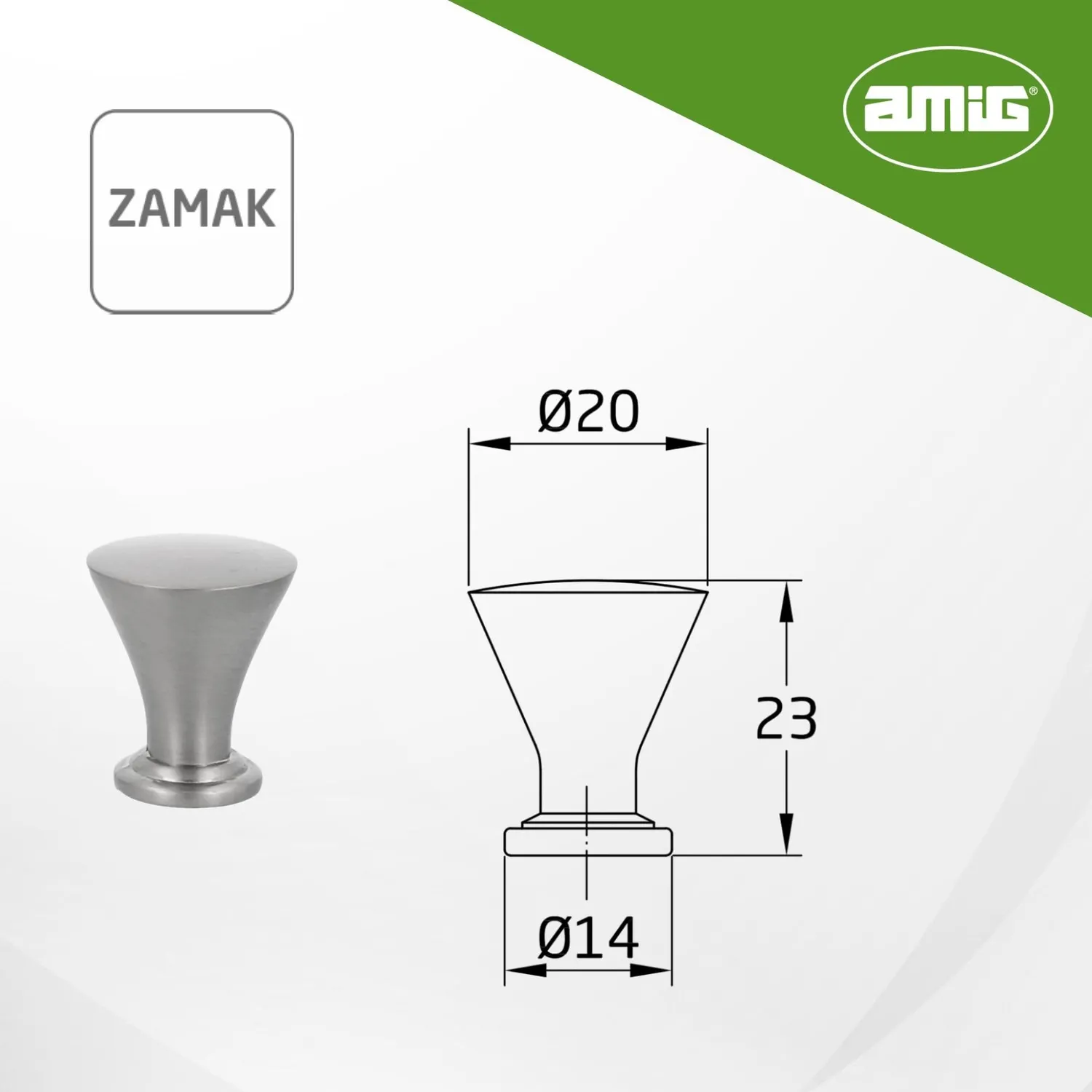 Amig 818 pomello mobili Ø20 mm nichel spazzolato 10 pz zamak