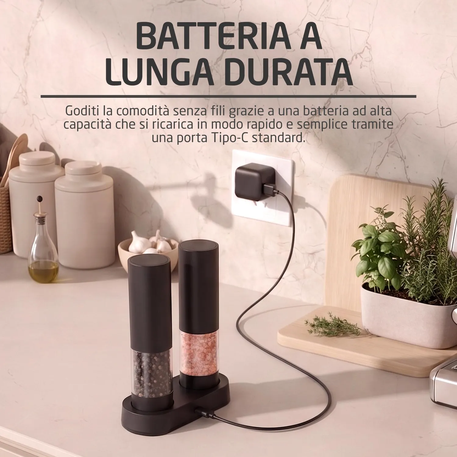 Amig set 2 macinini elettrici Maxi neri USB-C sale pepe