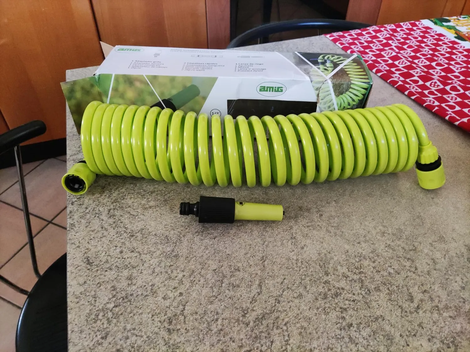 Amig Tubo Spirale Giardino 7,5 m Verde con Lancia Kit