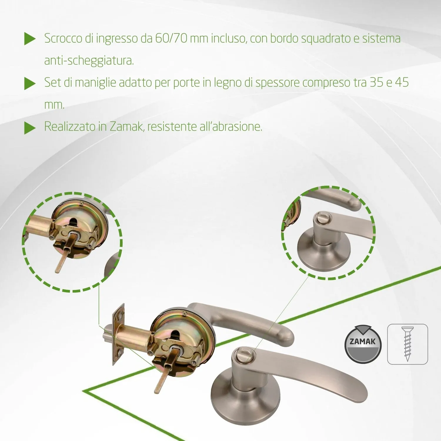 Amig Maniglia Ingresso Ottone Cromo Opaco 60/70 mm