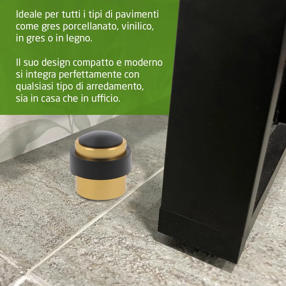Amig fermaporta pavimento alluminio dorato Ø30x36 mm